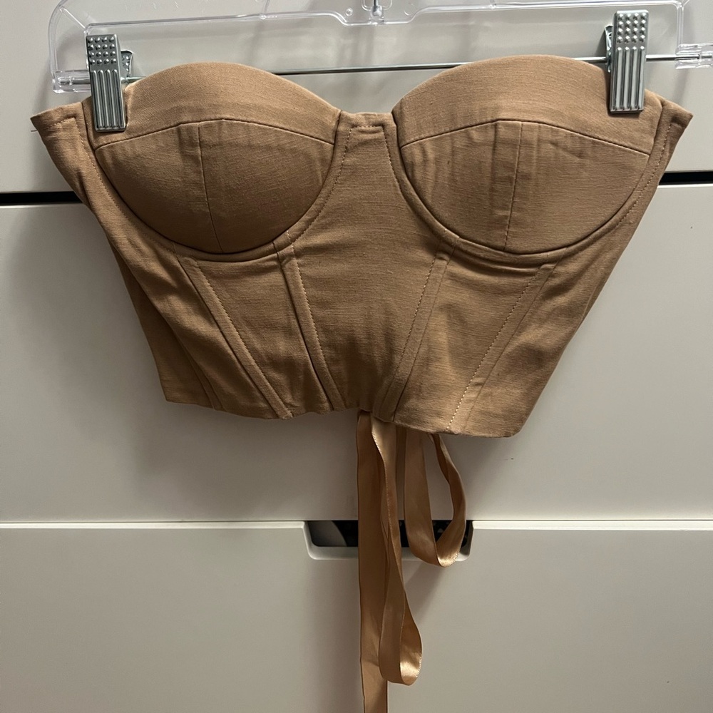 SHEIN Tan Strapless Corset Bra